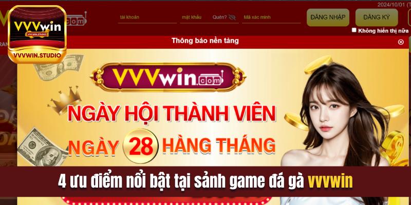 4 ưu điểm nổi bật tại sảnh game đá gà vvvwin