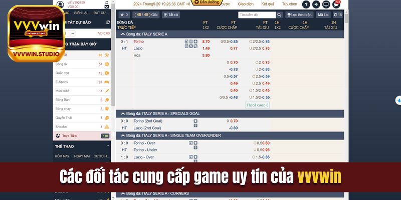 Các đối tác cung cấp game uy tín của vvvwin