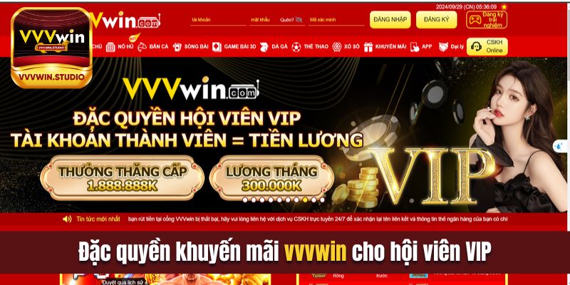 Đặc quyền khuyến mãi vvvwin cho hội viên VIP