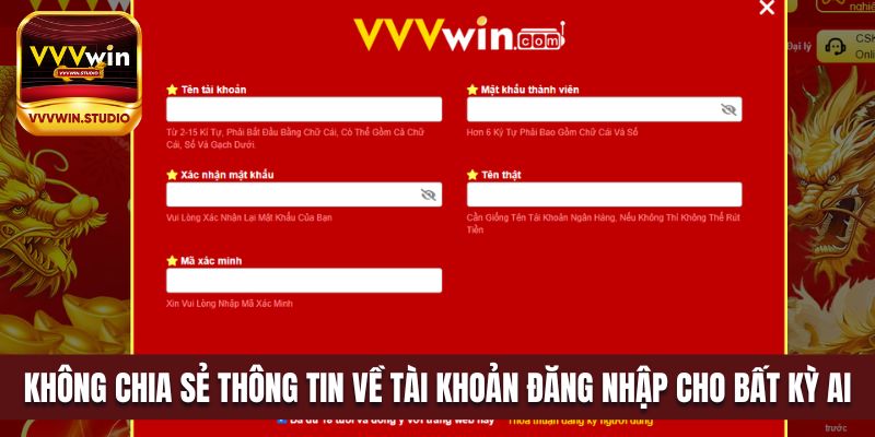 Không chia sẻ thông tin về tài khoản đăng nhập cho bất kỳ ai